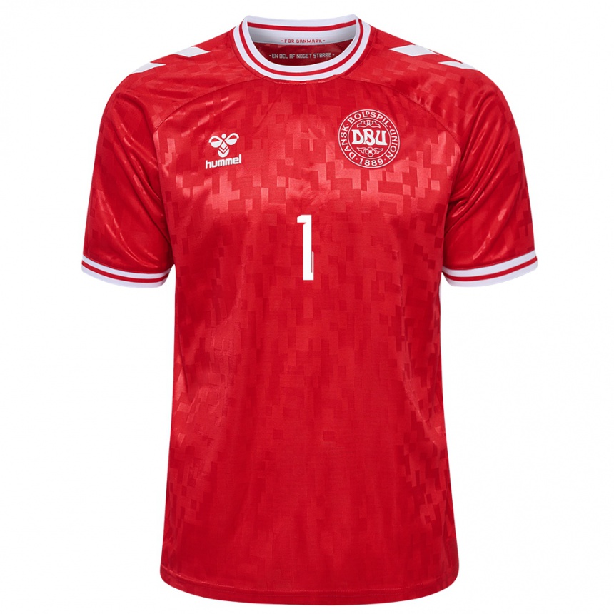 Niño Fútbol Camiseta Dinamarca Bertil Grönkjaer #1 Rojo 1ª Equipación 24-26