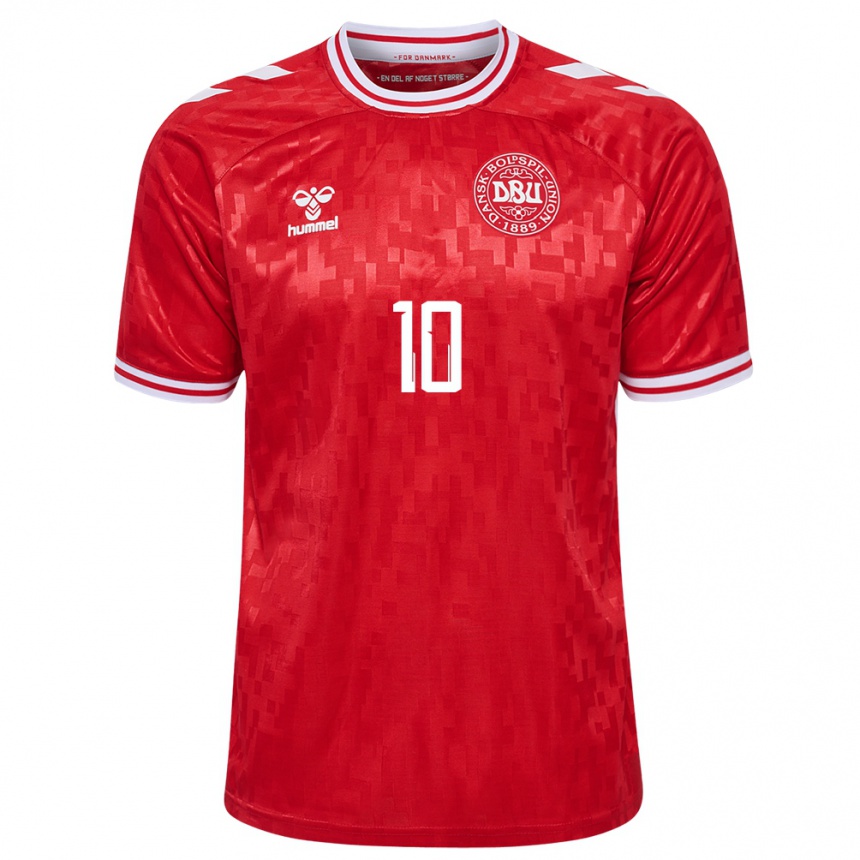 Niño Fútbol Camiseta Dinamarca Christian Eriksen #10 Rojo 1ª Equipación 24-26