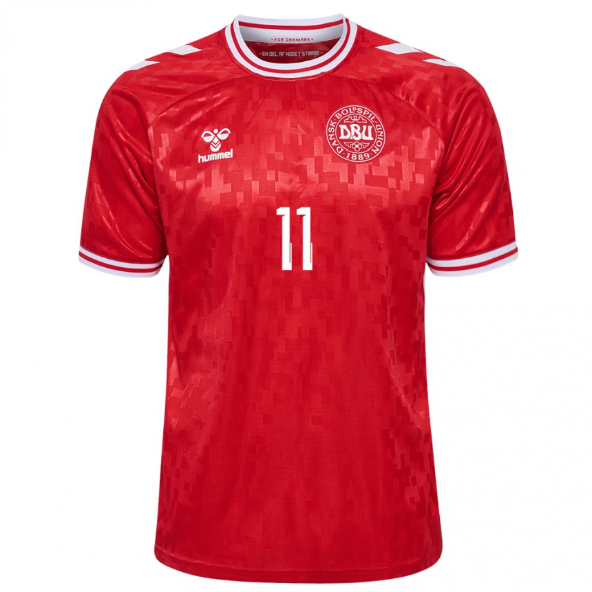 Niño Fútbol Camiseta Dinamarca Andreas Skov Olsen #11 Rojo 1ª Equipación 24-26