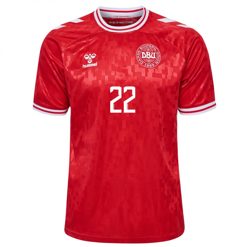 Niño Fútbol Camiseta Dinamarca Frederik Ronnow #22 Rojo 1ª Equipación 24-26