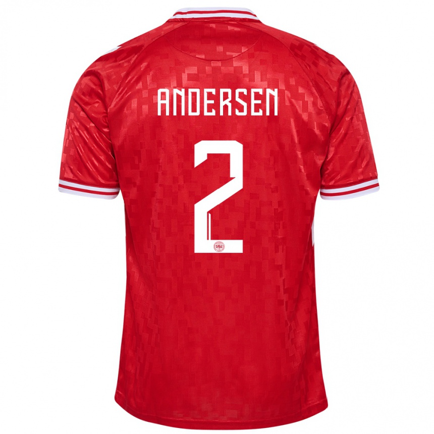 Niño Fútbol Camiseta Dinamarca Joachim Andersen #2 Rojo 1ª Equipación 24-26