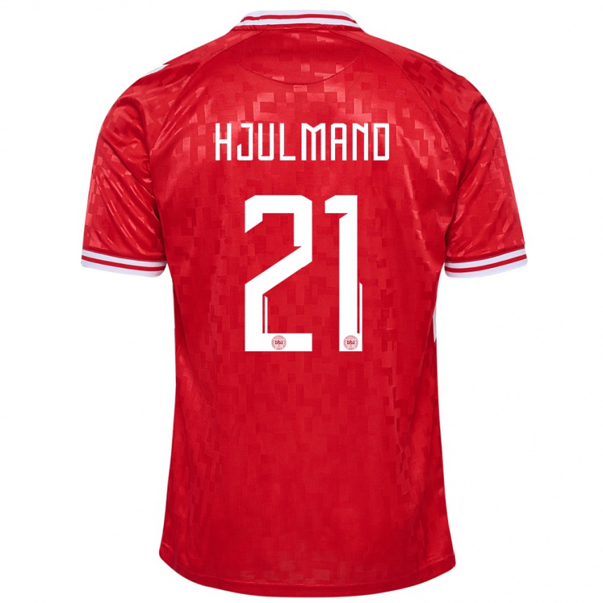 Niño Fútbol Camiseta Dinamarca Morten Hjulmand #21 Rojo 1ª Equipación 24-26