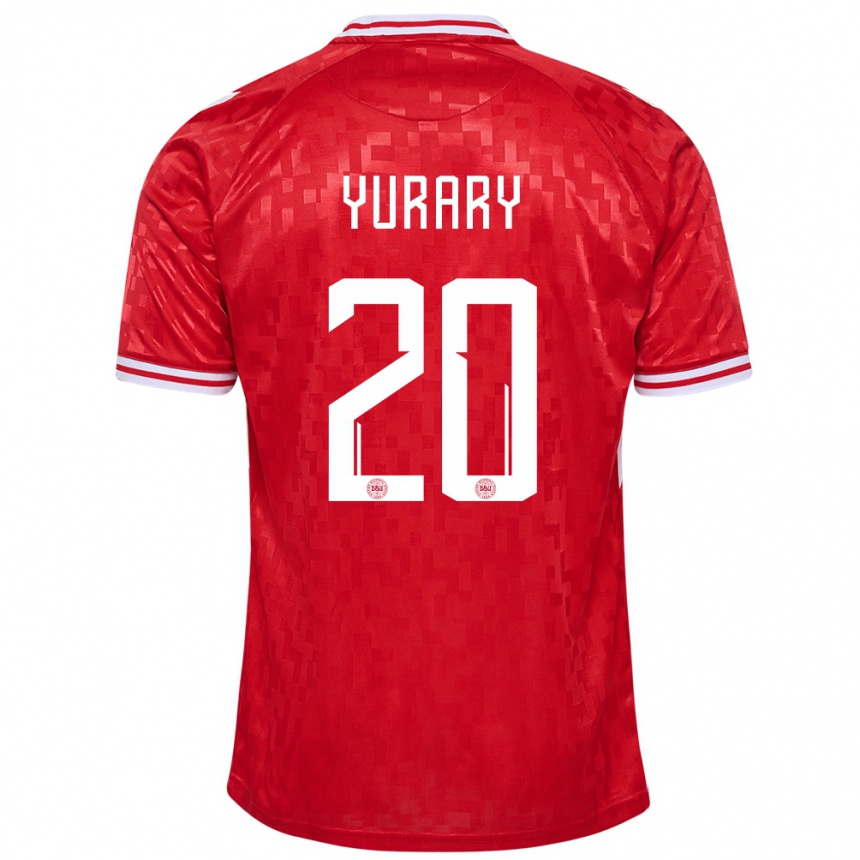 Niño Fútbol Camiseta Dinamarca Yussuf Poulsen #20 Rojo 1ª Equipación 24-26