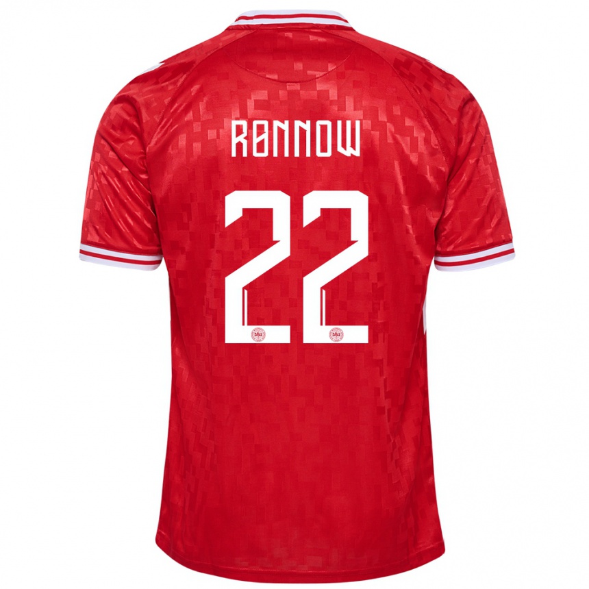 Niño Fútbol Camiseta Dinamarca Frederik Ronnow #22 Rojo 1ª Equipación 24-26