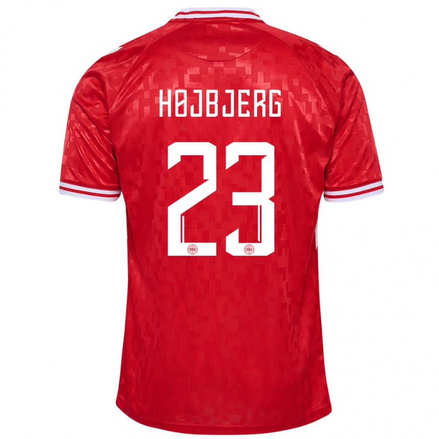 Niño Fútbol Camiseta Dinamarca Pierre Emile Hojbjerg #23 Rojo 1ª Equipación 24-26