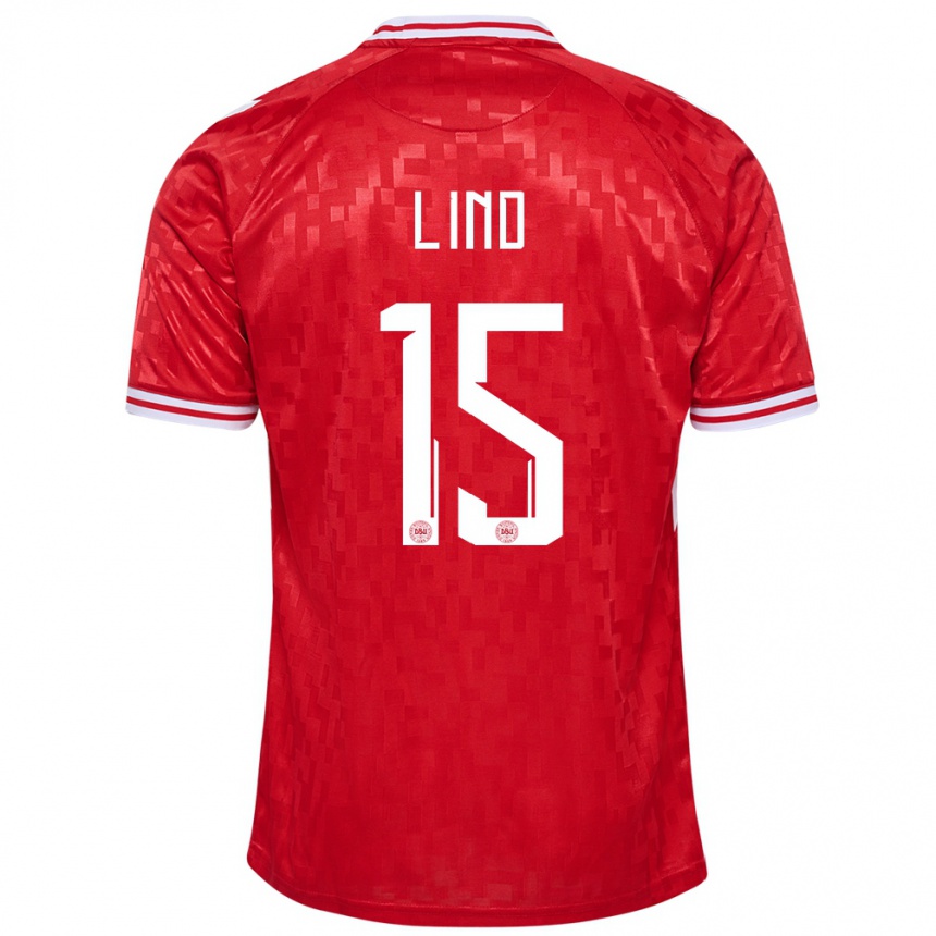 Niño Fútbol Camiseta Dinamarca Victor Lind #15 Rojo 1ª Equipación 24-26