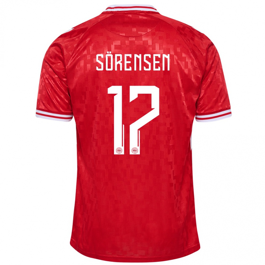 Niño Fútbol Camiseta Dinamarca Oliver Sörensen #17 Rojo 1ª Equipación 24-26