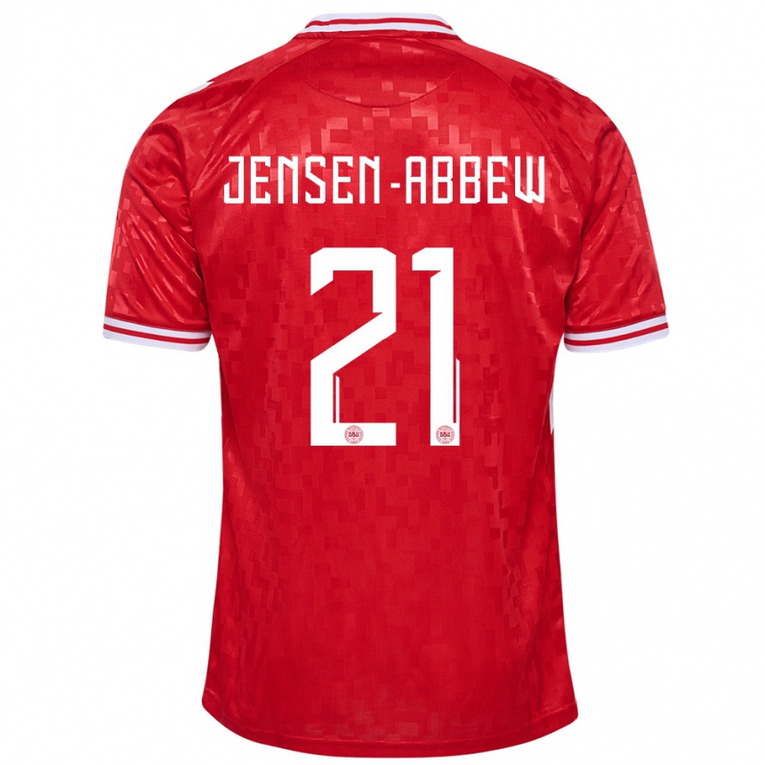 Niño Fútbol Camiseta Dinamarca Jonas Jensen-Abbew #21 Rojo 1ª Equipación 24-26