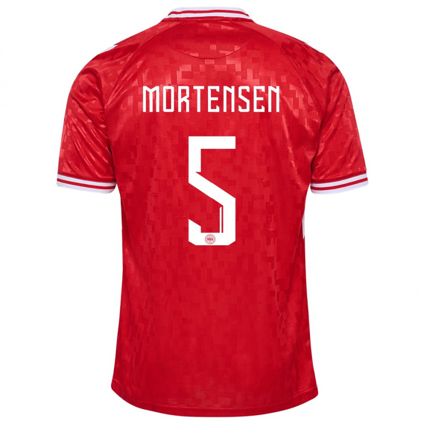 Niño Fútbol Camiseta Dinamarca Gustav Mortensen #5 Rojo 1ª Equipación 24-26