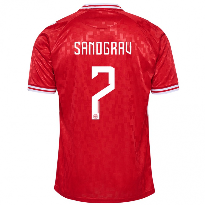 Niño Fútbol Camiseta Dinamarca Lauge Sandgrav #7 Rojo 1ª Equipación 24-26