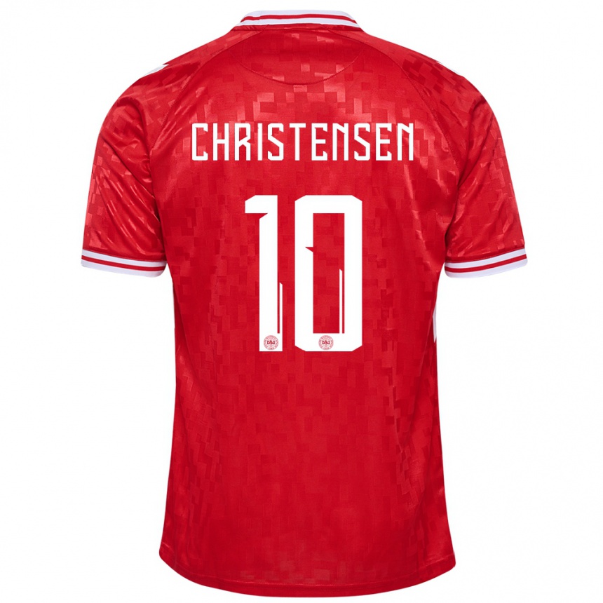 Niño Fútbol Camiseta Dinamarca Gustav Christensen #10 Rojo 1ª Equipación 24-26