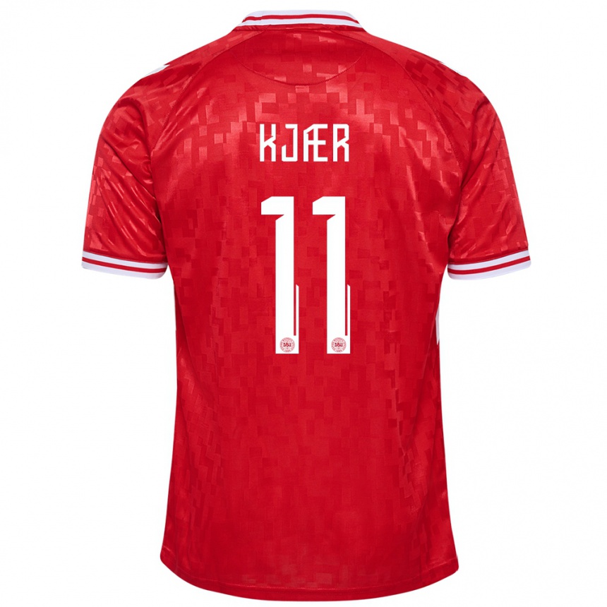 Niño Fútbol Camiseta Dinamarca Jeppe Kjær #11 Rojo 1ª Equipación 24-26