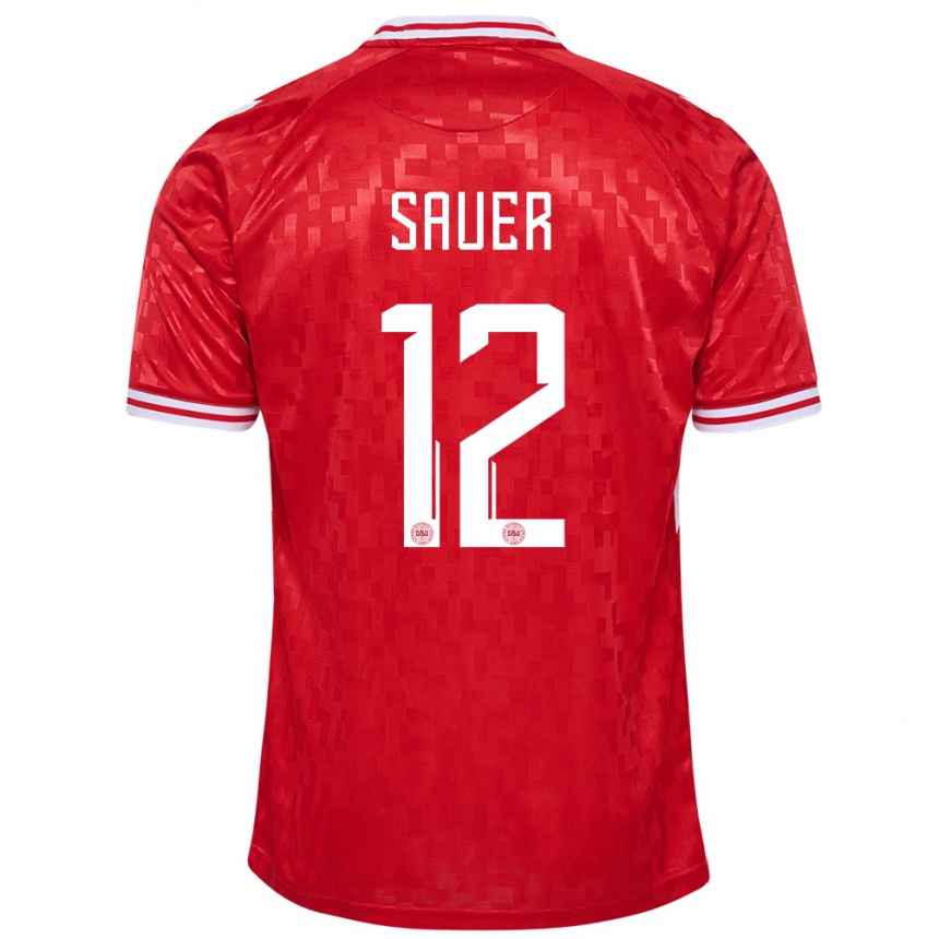 Niño Fútbol Camiseta Dinamarca Mathias Sauer #12 Rojo 1ª Equipación 24-26