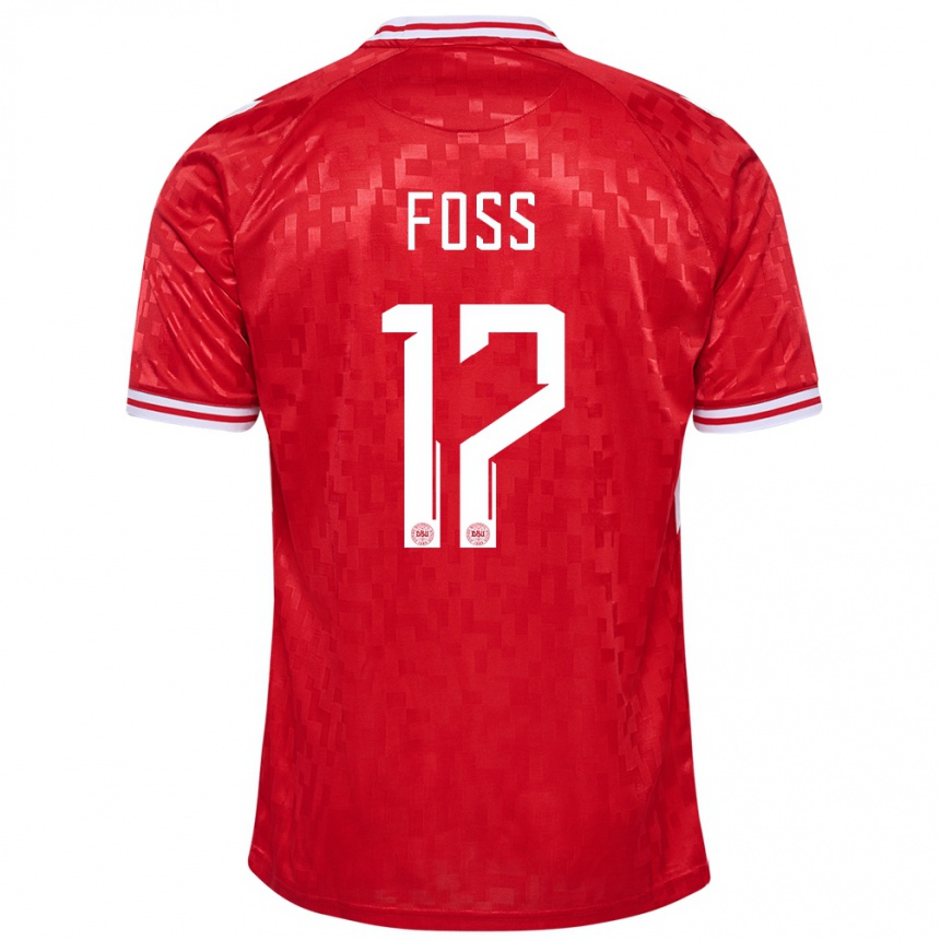 Niño Fútbol Camiseta Dinamarca Jonathan Foss #17 Rojo 1ª Equipación 24-26