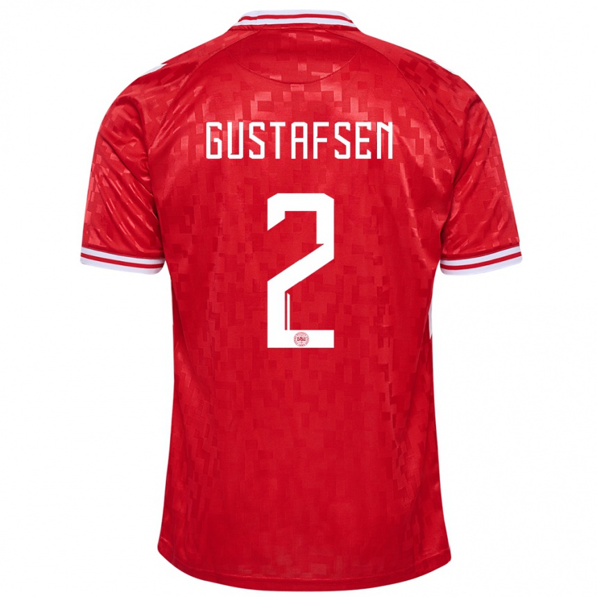 Niño Fútbol Camiseta Dinamarca Victor Gustafsen #2 Rojo 1ª Equipación 24-26