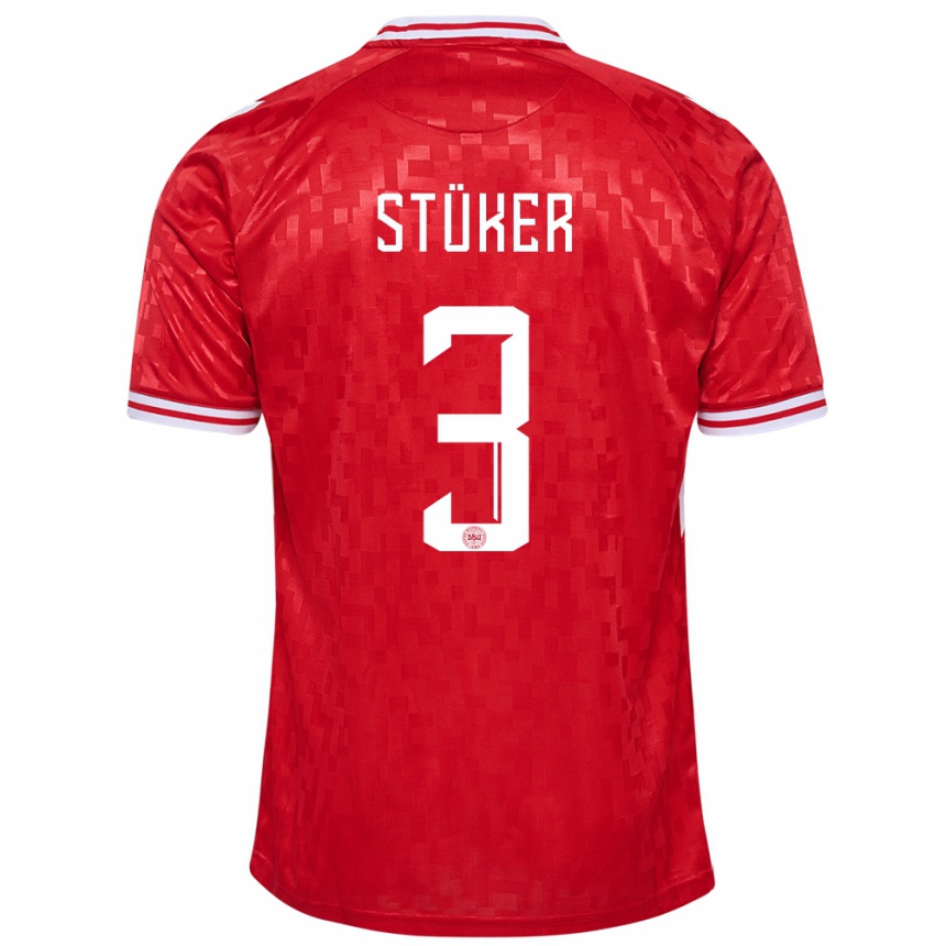 Niño Fútbol Camiseta Dinamarca Simon Stüker #3 Rojo 1ª Equipación 24-26