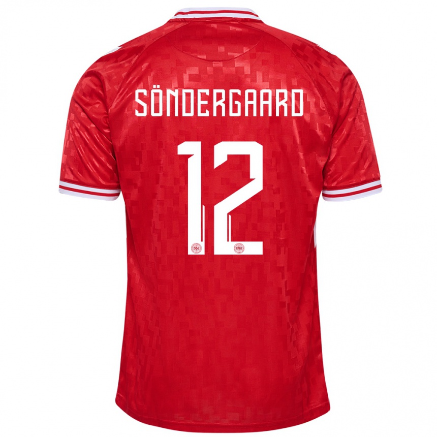 Niño Fútbol Camiseta Dinamarca Philip Söndergaard #12 Rojo 1ª Equipación 24-26