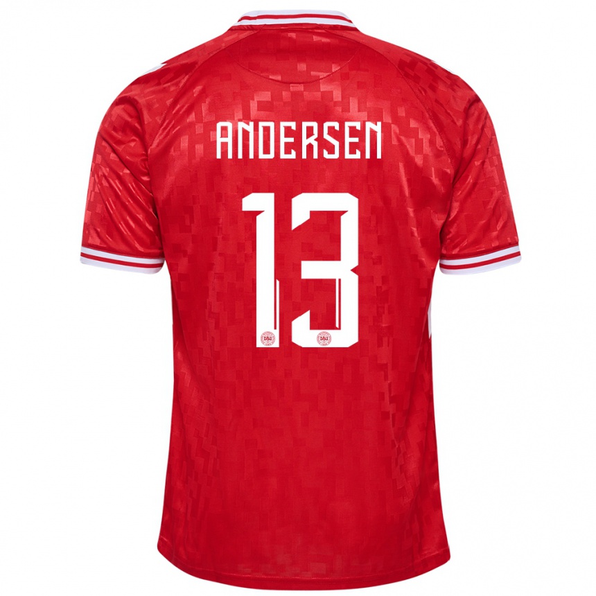 Niño Fútbol Camiseta Dinamarca Frej Andersen #13 Rojo 1ª Equipación 24-26