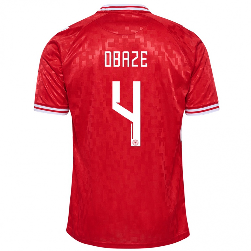 Niño Fútbol Camiseta Dinamarca Isabella Obaze #4 Rojo 1ª Equipación 24-26