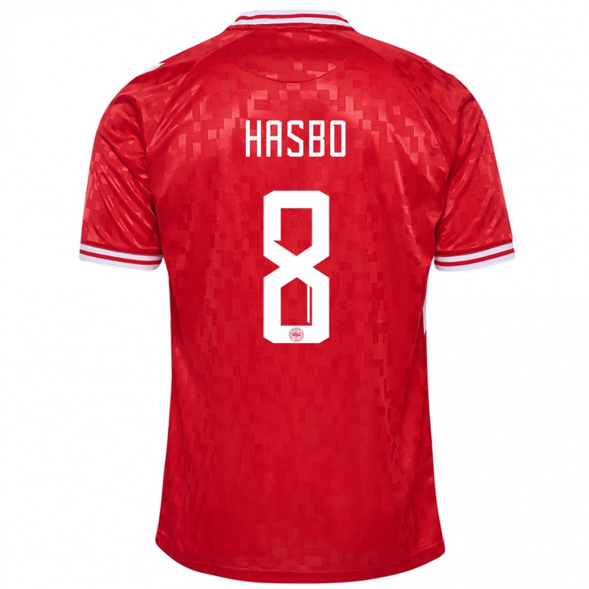 Niño Fútbol Camiseta Dinamarca Josefine Hasbo #8 Rojo 1ª Equipación 24-26