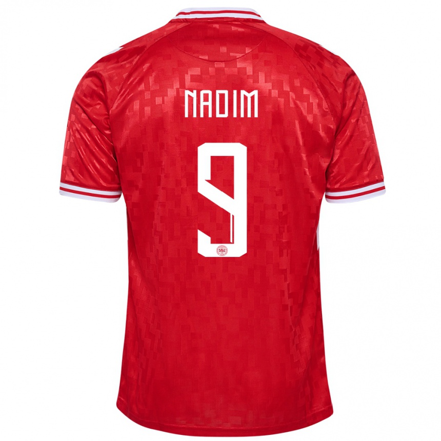 Niño Fútbol Camiseta Dinamarca Nadia Nadim #9 Rojo 1ª Equipación 24-26