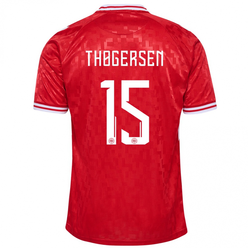 Niño Fútbol Camiseta Dinamarca Frederikke Thøgersen #15 Rojo 1ª Equipación 24-26