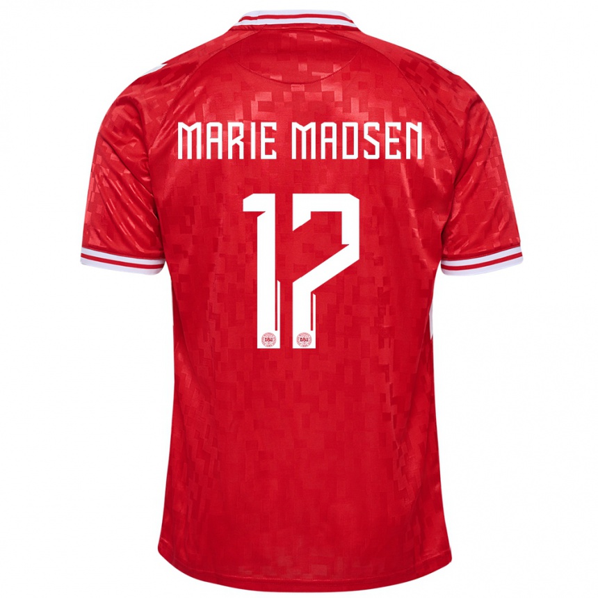 Niño Fútbol Camiseta Dinamarca Rikke Marie Madsen #17 Rojo 1ª Equipación 24-26