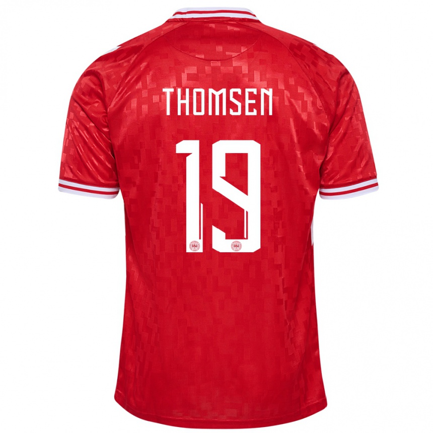 Niño Fútbol Camiseta Dinamarca Janni Thomsen #19 Rojo 1ª Equipación 24-26