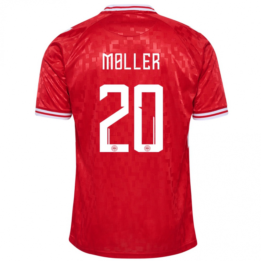 Niño Fútbol Camiseta Dinamarca Caroline Moller #20 Rojo 1ª Equipación 24-26