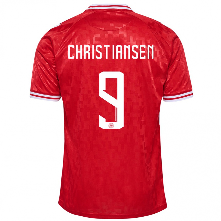 Niño Fútbol Camiseta Dinamarca Nanna Christiansen #9 Rojo 1ª Equipación 24-26