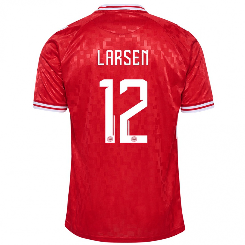 Niño Fútbol Camiseta Dinamarca Stine Larsen #12 Rojo 1ª Equipación 24-26