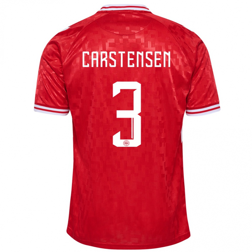 Niño Fútbol Camiseta Dinamarca Rasmus Carstensen #3 Rojo 1ª Equipación 24-26