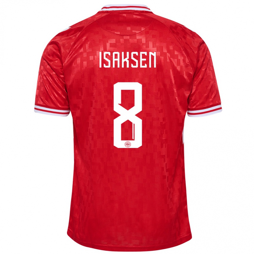 Niño Fútbol Camiseta Dinamarca Gustav Isaksen #8 Rojo 1ª Equipación 24-26