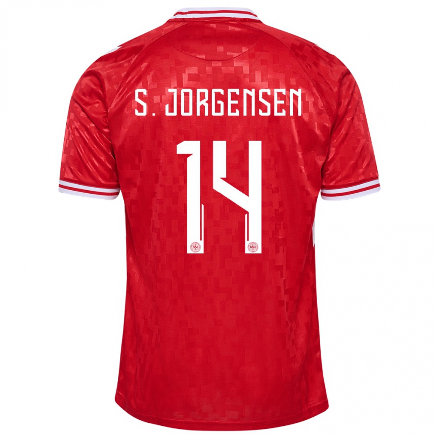 Niño Fútbol Camiseta Dinamarca Sebastian Jorgensen #14 Rojo 1ª Equipación 24-26