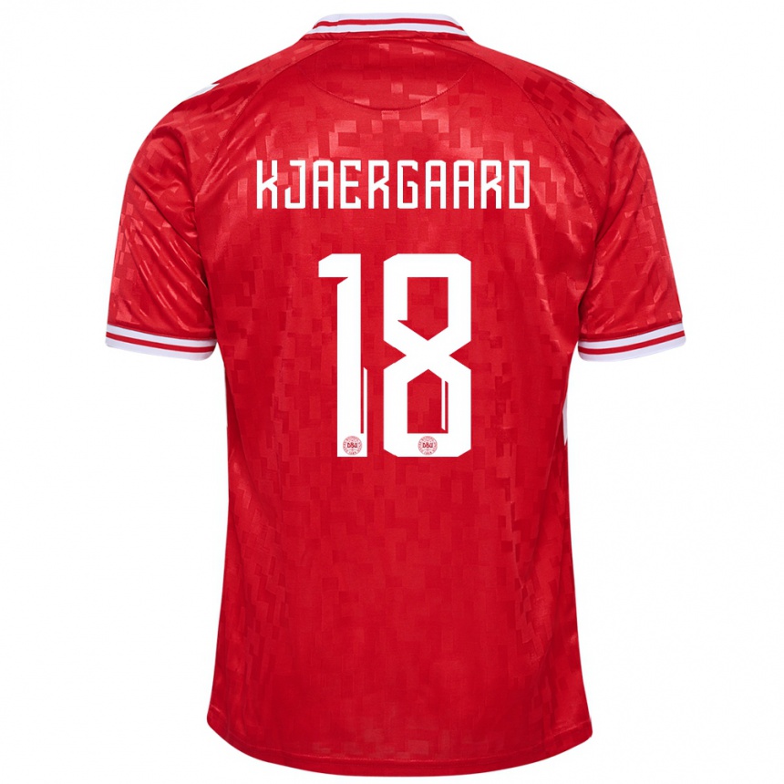 Niño Fútbol Camiseta Dinamarca Maurits Kjaergaard #18 Rojo 1ª Equipación 24-26