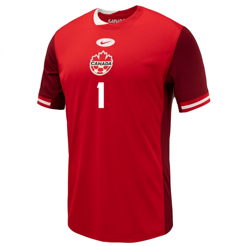 Niño Fútbol Camiseta Canadá Nathaniel Abraham #1 Rojo 1ª Equipación 24-26