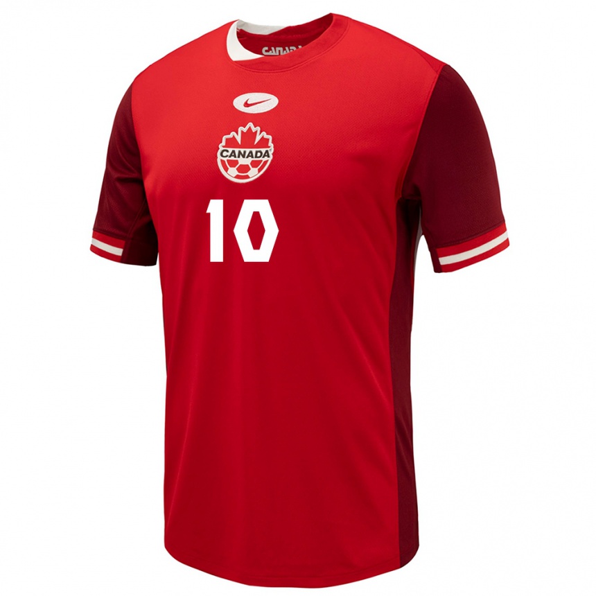 Niño Fútbol Camiseta Canadá Jonathan David #10 Rojo 1ª Equipación 24-26