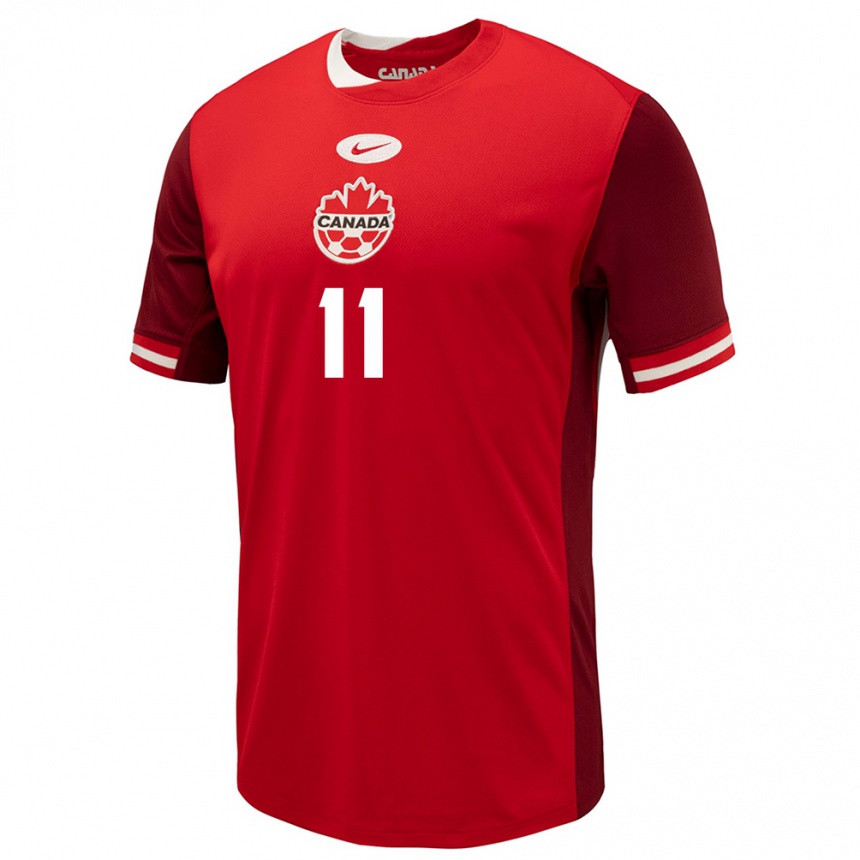 Niño Fútbol Camiseta Canadá Theo Bair #11 Rojo 1ª Equipación 24-26