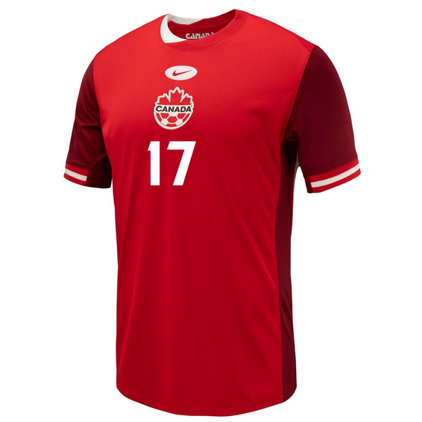 Niño Fútbol Camiseta Canadá Patrick Metcalfe #17 Rojo 1ª Equipación 24-26