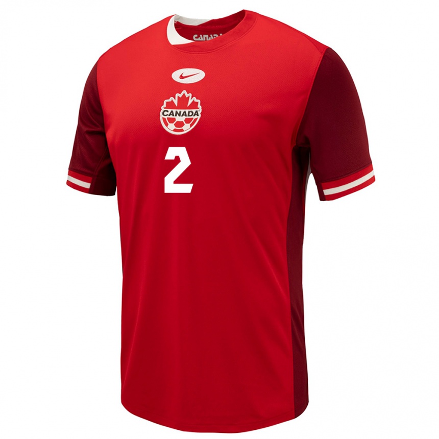 Niño Fútbol Camiseta Canadá Alistair Johnston #2 Rojo 1ª Equipación 24-26