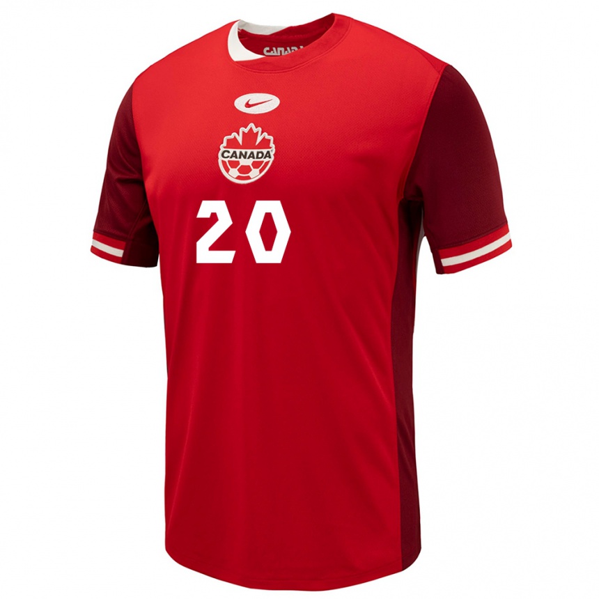 Niño Fútbol Camiseta Canadá Ali Ahmed #20 Rojo 1ª Equipación 24-26