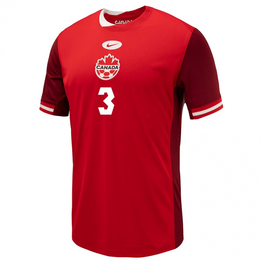 Niño Fútbol Camiseta Canadá Gaël De Montigny #3 Rojo 1ª Equipación 24-26