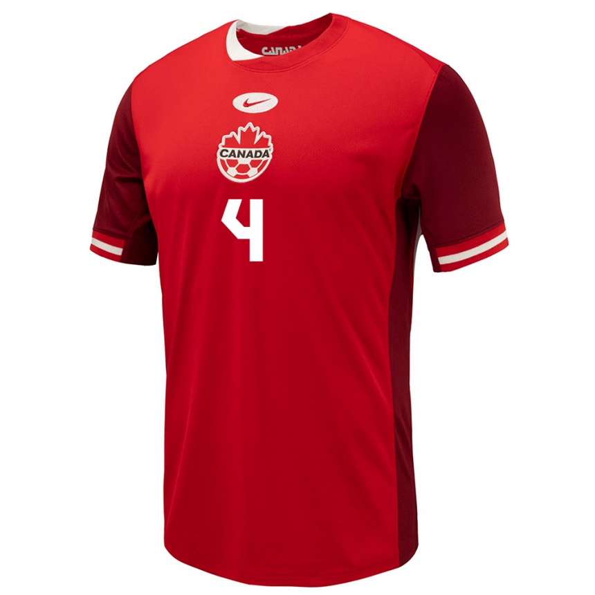 Niño Fútbol Camiseta Canadá Justin Smith #4 Rojo 1ª Equipación 24-26