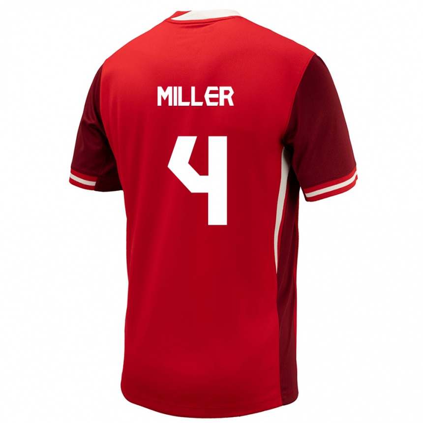 Niño Fútbol Camiseta Canadá Kamal Miller #4 Rojo 1ª Equipación 24-26