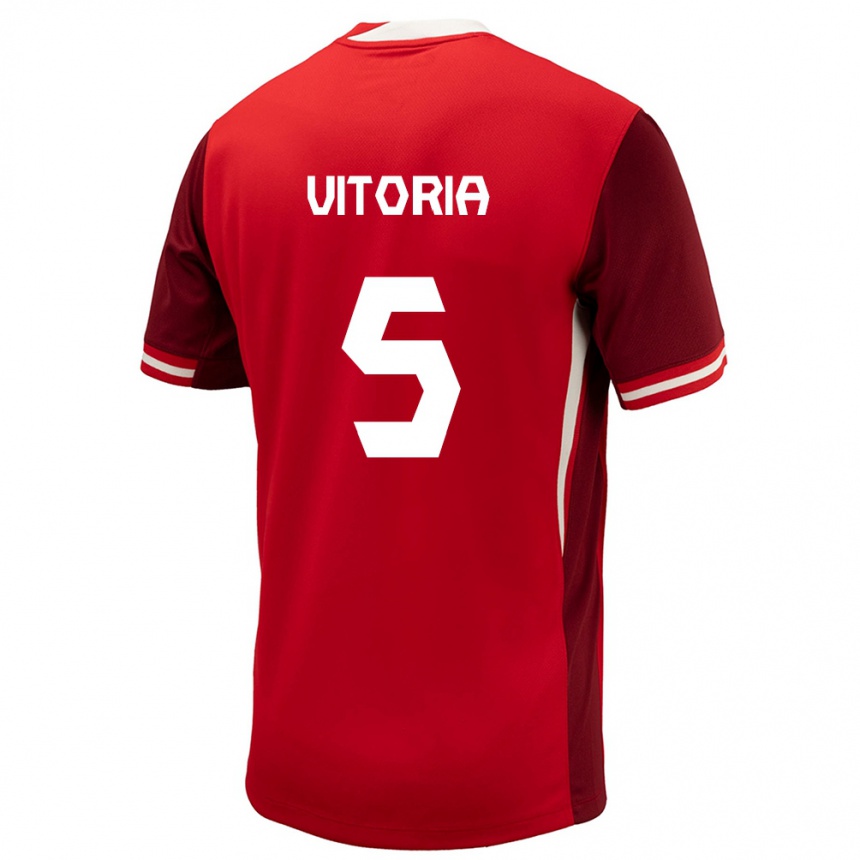 Niño Fútbol Camiseta Canadá Steven Vitoria #5 Rojo 1ª Equipación 24-26