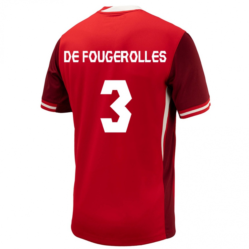 Niño Fútbol Camiseta Canadá Luc De Fougerolles #3 Rojo 1ª Equipación 24-26