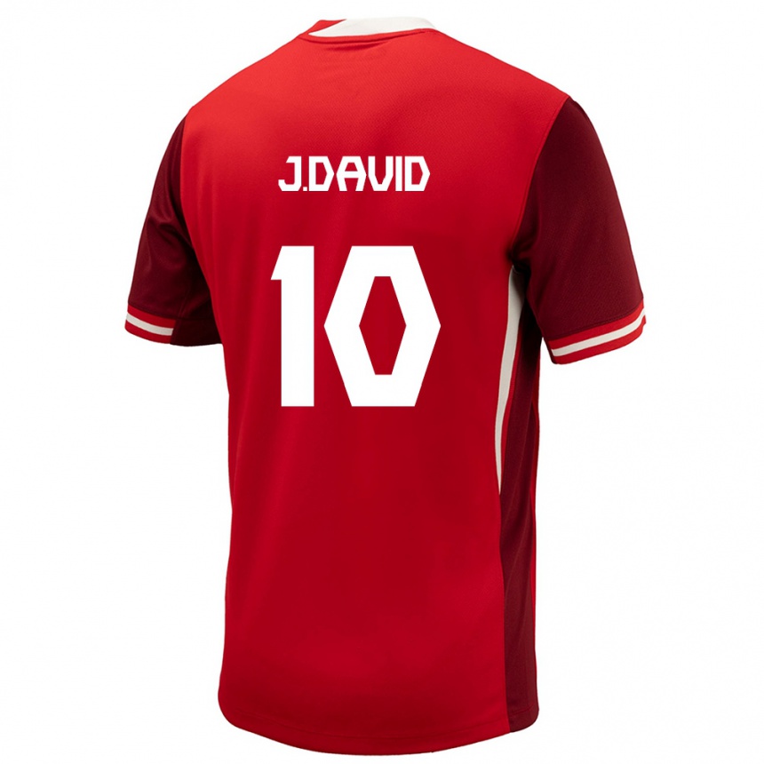 Niño Fútbol Camiseta Canadá Jonathan David #10 Rojo 1ª Equipación 24-26