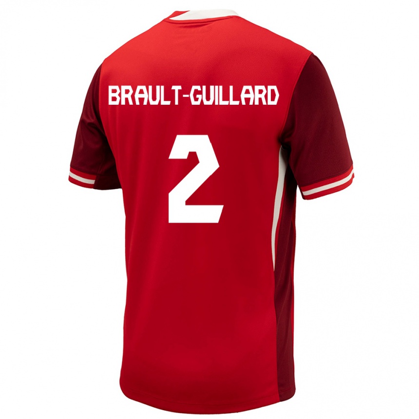 Niño Fútbol Camiseta Canadá Zachary Brault-Guillard #2 Rojo 1ª Equipación 24-26