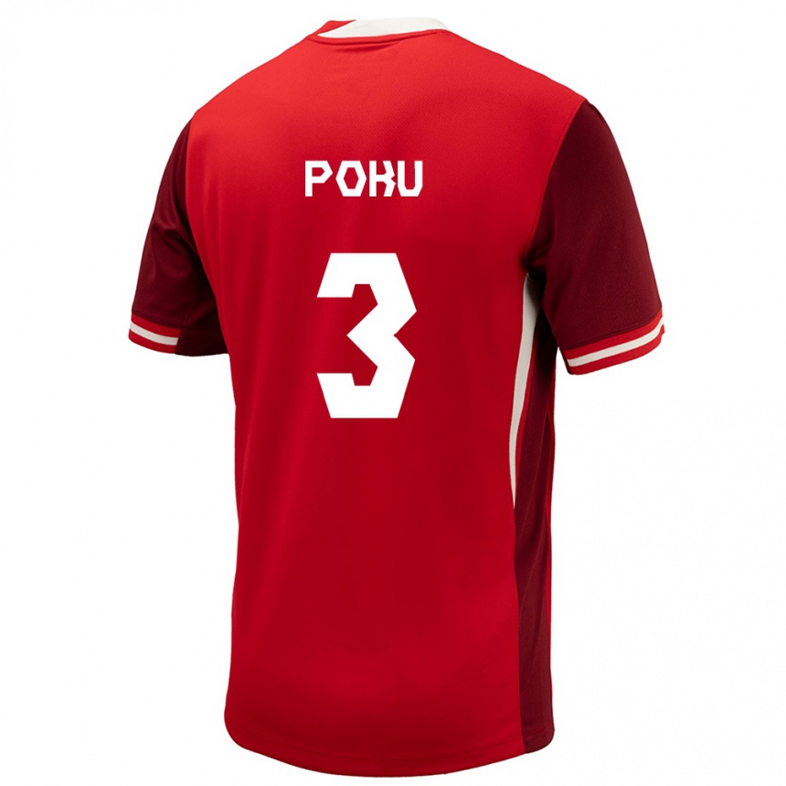 Niño Fútbol Camiseta Canadá Kwasi Poku #3 Rojo 1ª Equipación 24-26