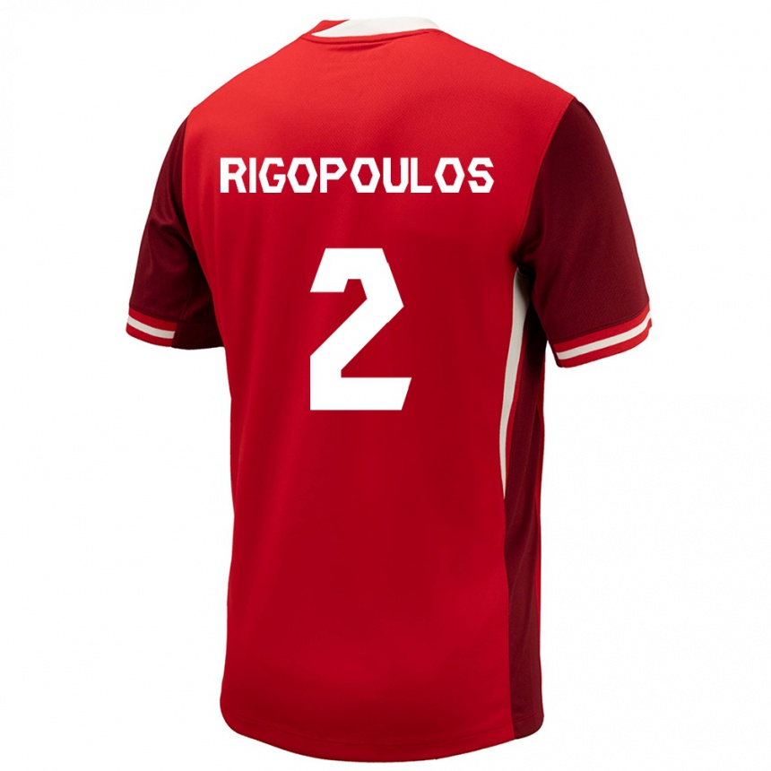 Niño Fútbol Camiseta Canadá Theo Rigopoulos #2 Rojo 1ª Equipación 24-26